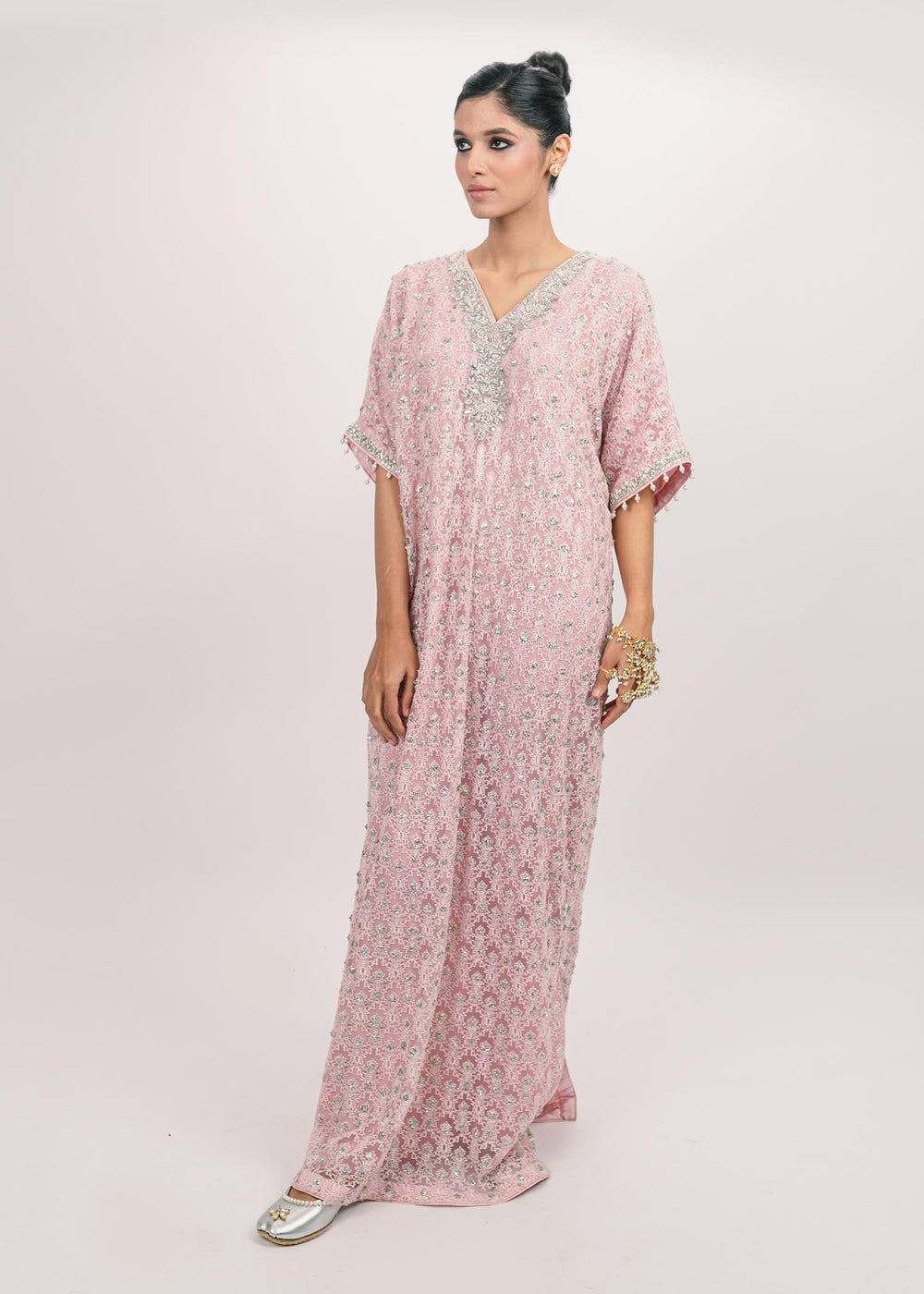 Handwoven Caftan Dress Ecru 23